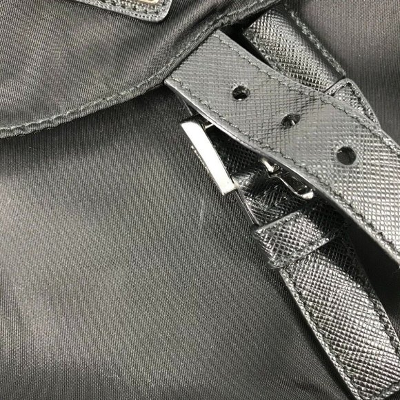 PRADA Logo Plate triangle logo backpack bag Nylon / Leather Black main image 13
